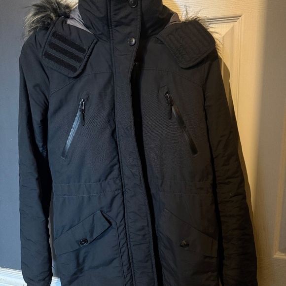 Long black parka winter coat - Picture 2 of 7